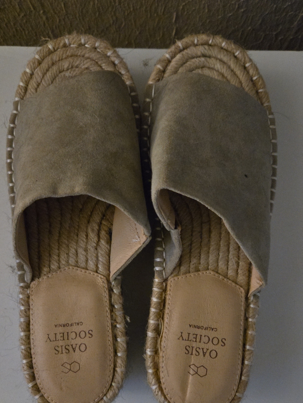 Society Taupe Suede Espadrille Slide Mules
